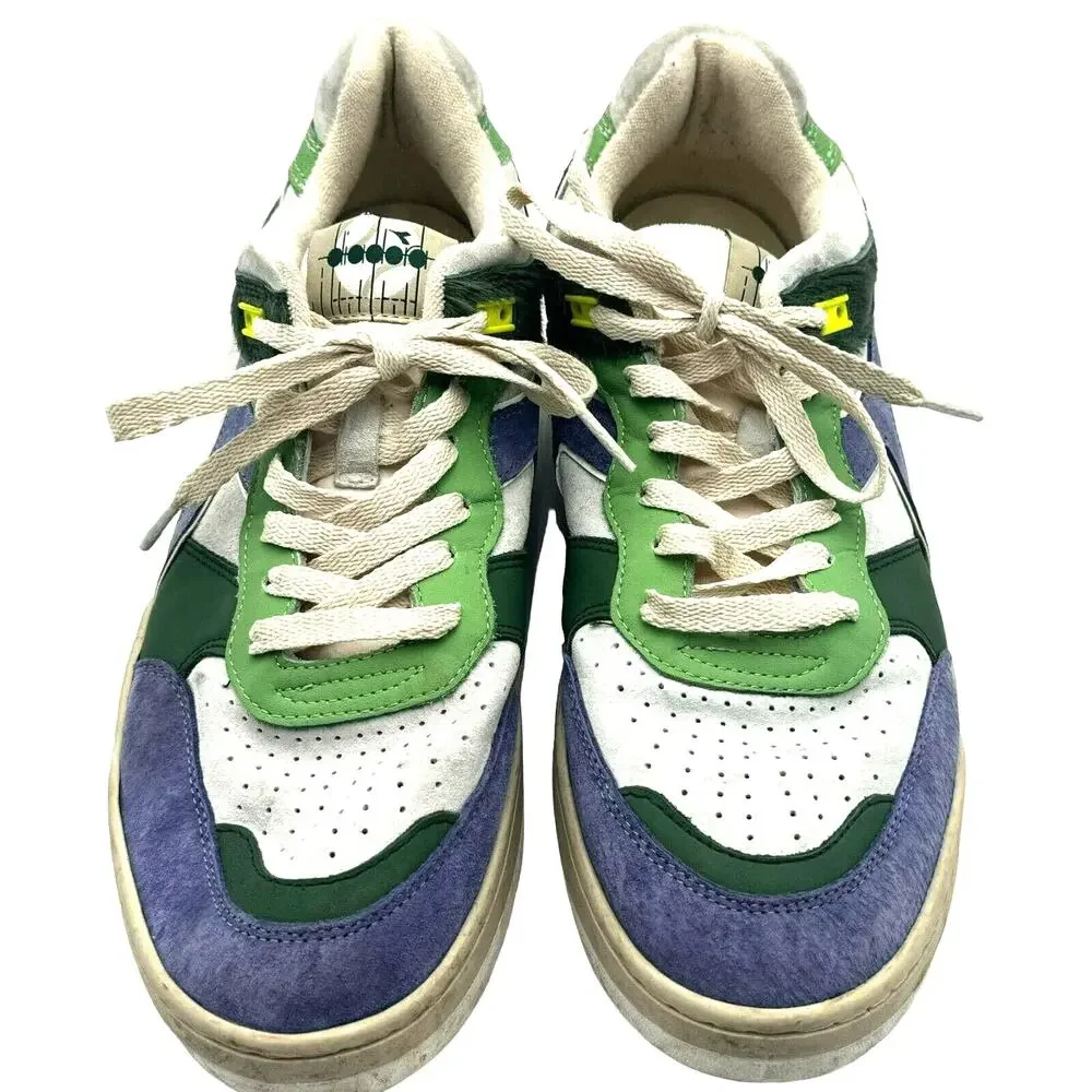 DIADORA | Men's 12 Heritage Wimbledon Made in Italy Purple Green‎ White Sneakers